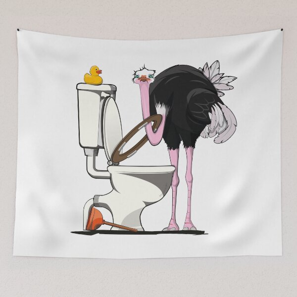 Item preview, Ostrich on the Toilet, funny Animal Safari Bathroom Joke designed and sold by Wyattdesign.