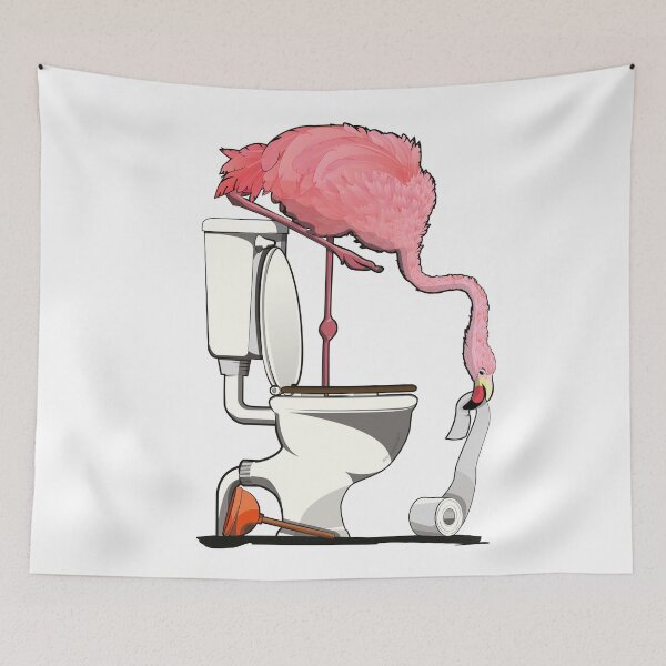 Item preview, Flamingo on the Toilet, funny Animal Safari Bathroom Joke designed and sold by Wyattdesign.