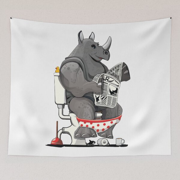 Item preview, Rhino on the Toilet, funny Animal Safari Bathroom Joke designed and sold by Wyattdesign.