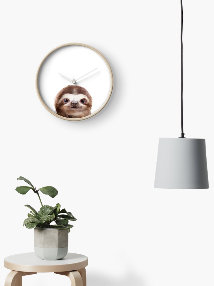 Thumbnail 2 of 4, Clock, Little Sloth designed and sold by AmyHamilton.