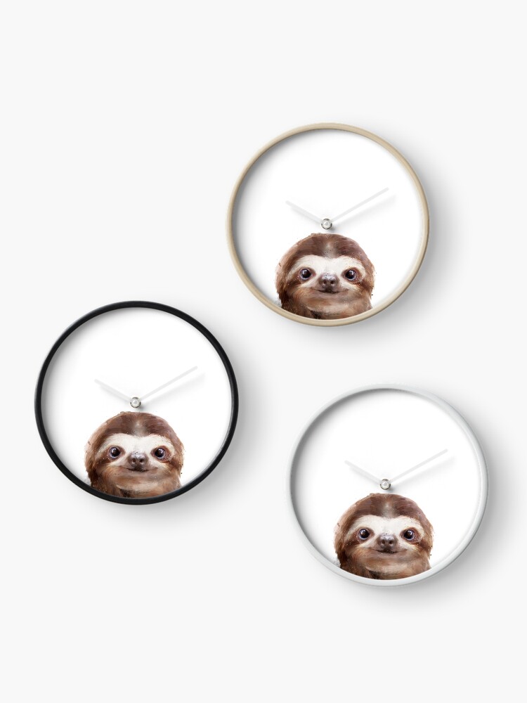 Thumbnail 3 of 4, Clock, Little Sloth designed and sold by AmyHamilton.