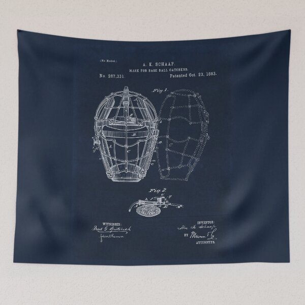 Item preview, Vintage Baseball Catcher's Mask patent blueprint from 1883 designed and sold by Glimmersmith.