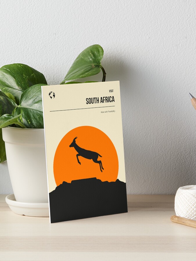 South Africa Minimal Springbok Table Mountain Poster