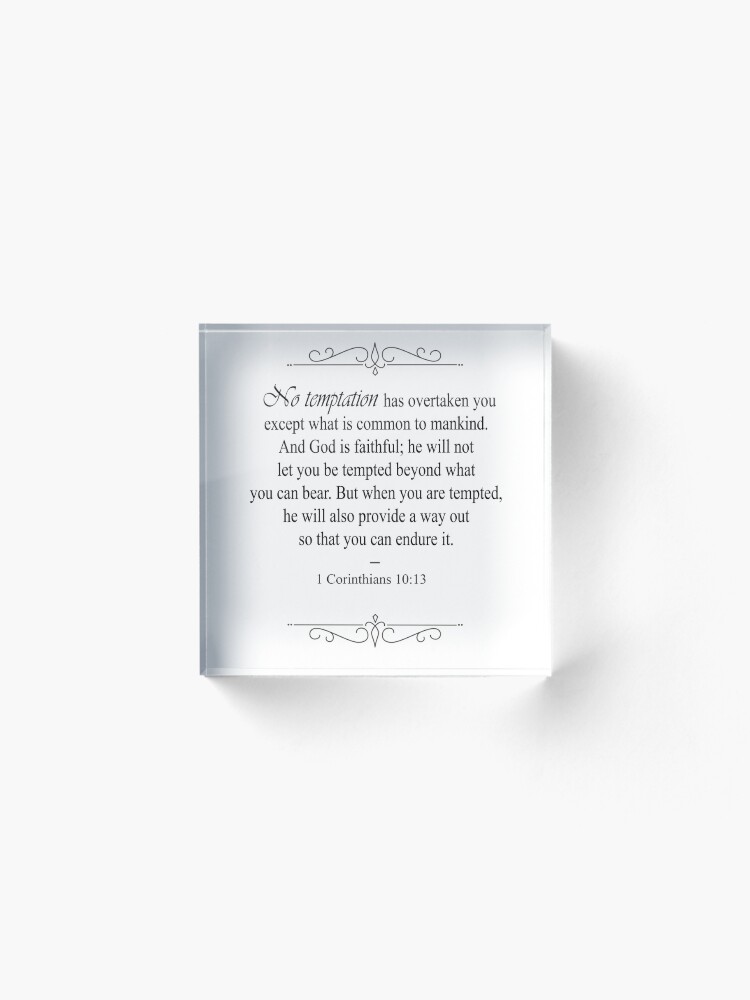 Alternate view of 1 Corinthians 10:13 Bible Verse Acrylic Block