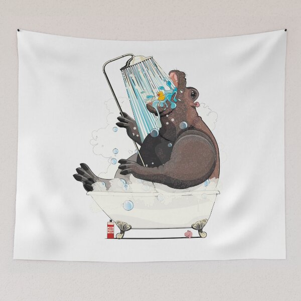 Item preview, Hippo in the Bath, funny Animal Safari Bathroom Joke designed and sold by Wyattdesign.