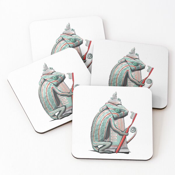Item preview, Chameleon Brushing Teeth, funny Animal Safari Bathroom Joke designed and sold by Wyattdesign.