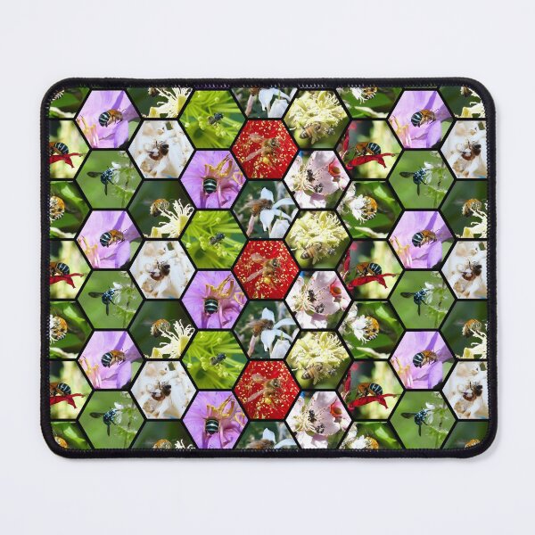 Item preview, Busy Bees Hexagonal Blue Banded European Honeybee Australian Native Bees designed and sold by TropicalFronds.