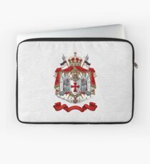 Knights Templar - Coat of Arms over White Leather Laptop Sleeve