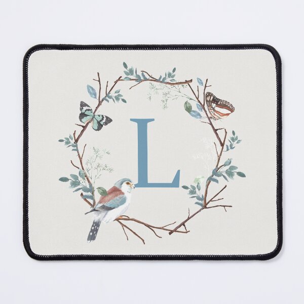 Item preview, Monogram Letter L in a Wooden Butterfly Bird Wreath Frame designed and sold by Alicia Chee.