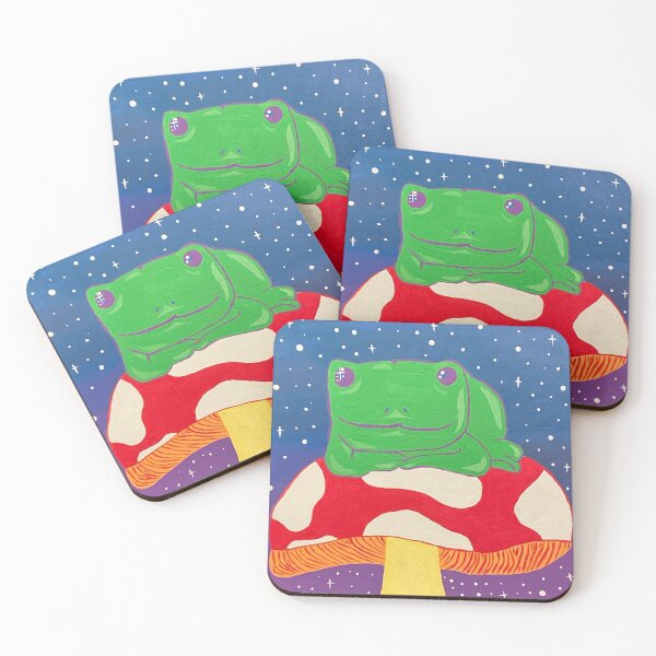 Item preview, Frog Sitting on Mushroom Acrylic Painting designed and sold by Ellora  Roy.
