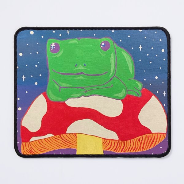 Item preview, Frog Sitting on Mushroom Acrylic Painting designed and sold by Ellora  Roy.