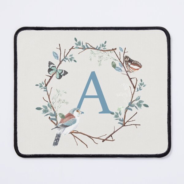 Item preview, Monogram Letter A in a Wooden Butterfly Bird Wreath Frame designed and sold by Alicia Chee.