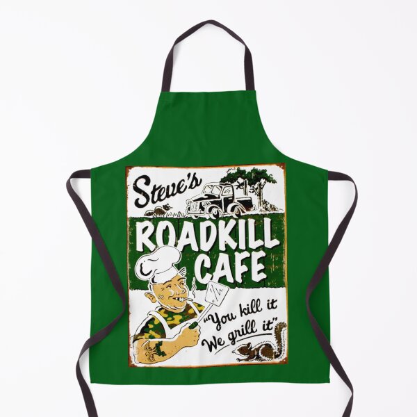 STEVES ROADKILL CAFE; Vintage Advertising Restaurant Print Apron