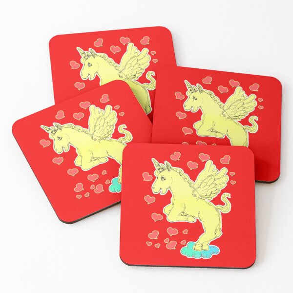 Item preview, Loving Yellow Unicorn Horse On A Cloud (Original Drawing by ACCI) designed and sold by VanyssaGraphics.