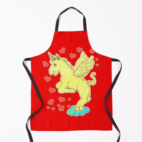 Item preview, Loving Yellow Unicorn Horse On A Cloud (Original Drawing by ACCI) designed and sold by VanyssaGraphics.