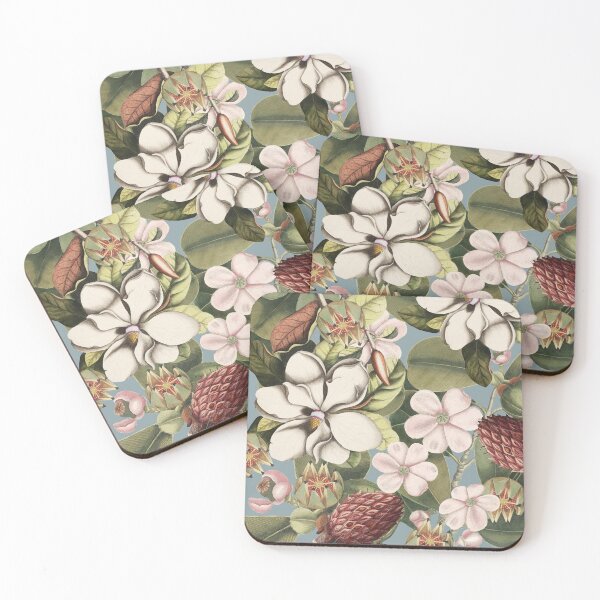 Item preview, Vintage White Magnolia And Balsam Tree Flowers Illustration designed and sold by TrulyEpoque.