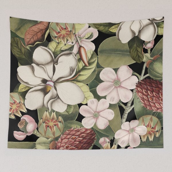 Item preview, Vintage White Magnolia And Balsam Tree Flowers Illustration designed and sold by TrulyEpoque.
