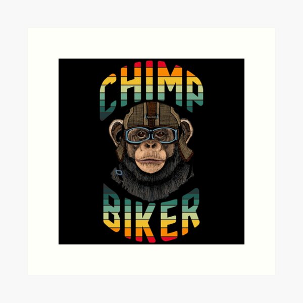 Motorbike Monkey Dictionary Art Print Animals Clothes Anthropomorphic Biker Fun 