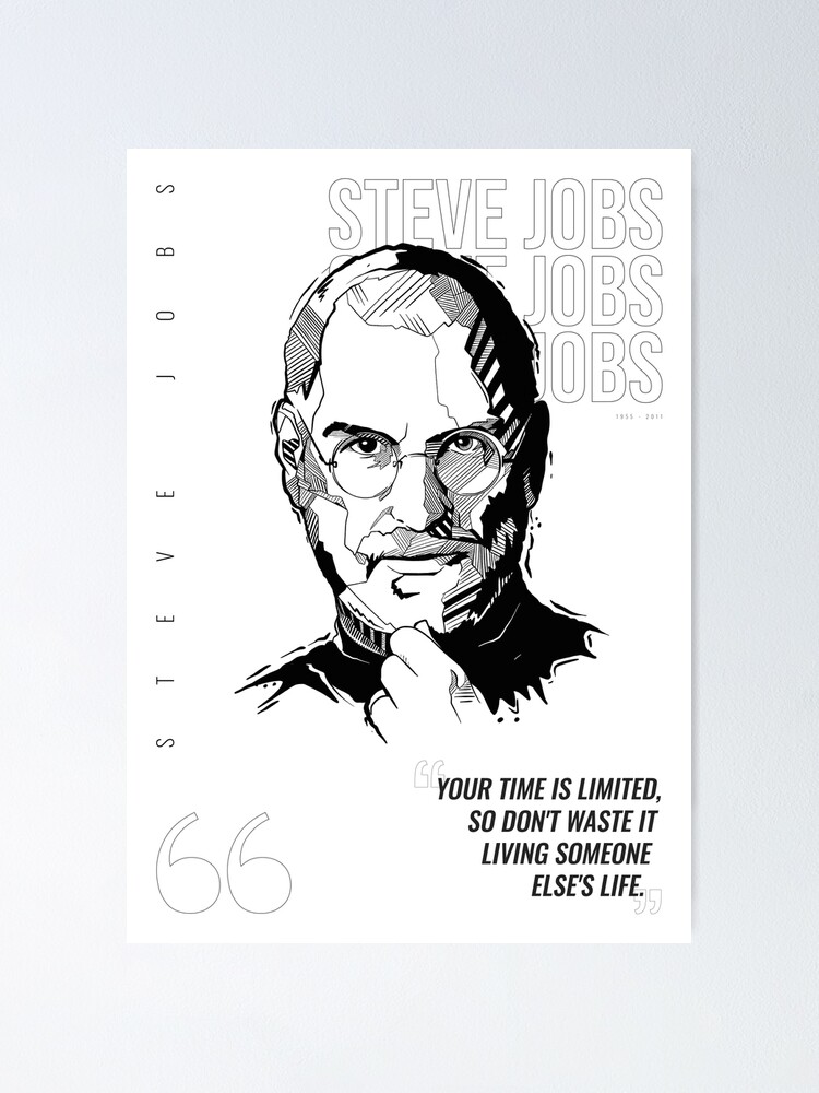 Poster Affiche De Steve Jobs Avec Citation Affiche De Dessin De Steve Jobs Par Marcco77 Redbubble