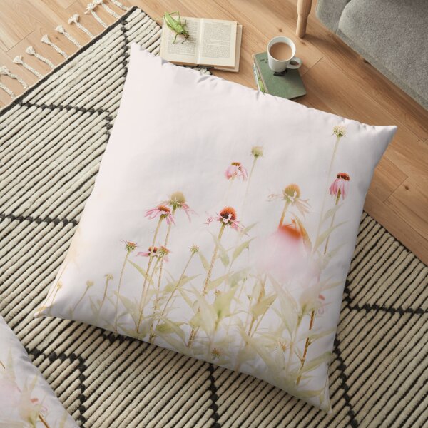 Pink Flowers - Echinacea - Pastel Floral - Wild Flowers Floor Pillow