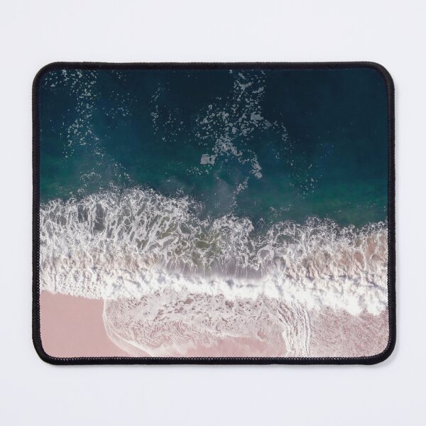 Item preview, Aerial Beach Ocean Print, Pink Sand, Crashing Waves, Dark Blue Sea, Travel Photography designed and sold by Ingrid Beddoes Photography.