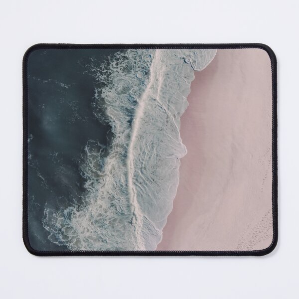 Item preview, Aerial Ocean Beach Print, Pink Sand, Crashing Waves, Dark Blue Sea, Travel Photography designed and sold by Ingrid Beddoes Photography.