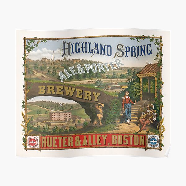 Vintage American beer advert Reproduction poster Wall art. Highland spring 