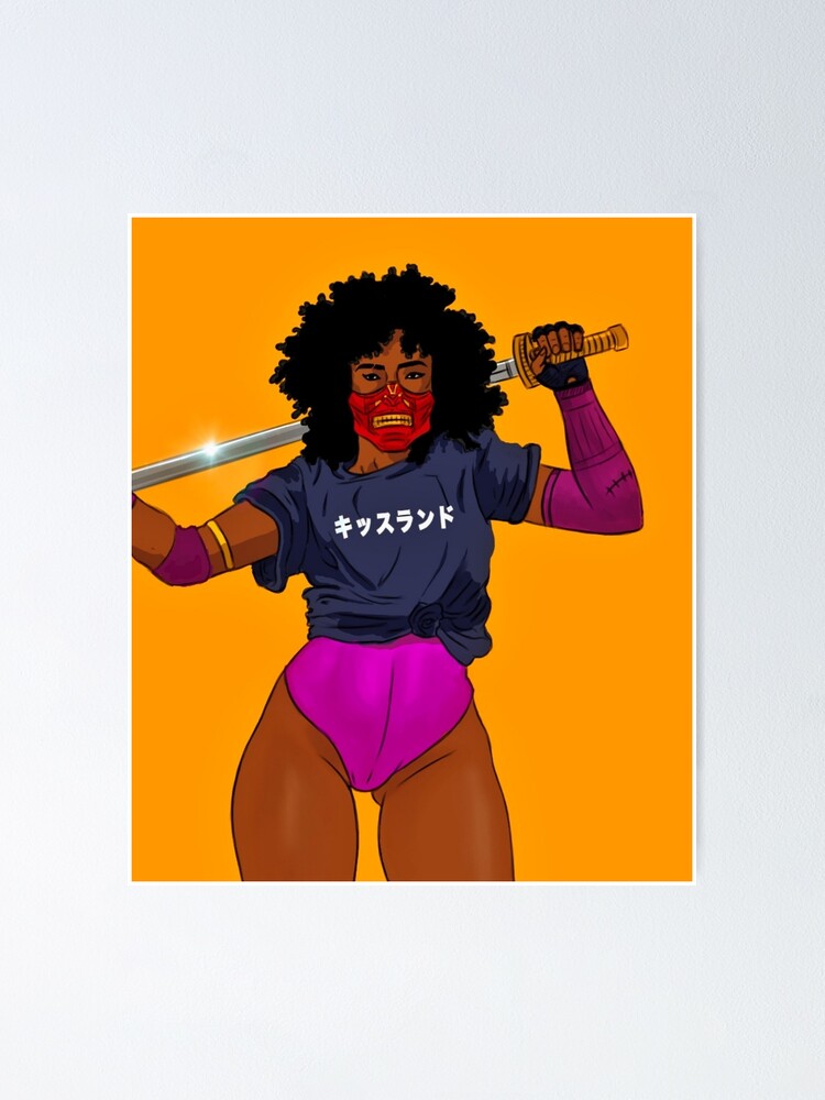 Female Afro Samurai Black Art Digital Download Home 