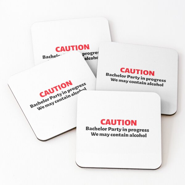 Item preview, Caution Bachelor Party In Progress We May Contain Alcohol (black) designed and sold by Allyoudois.