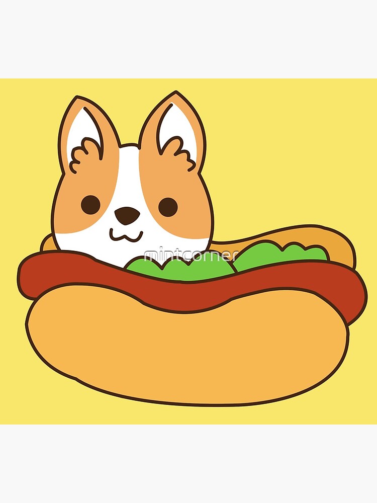 Corgi Hot Dog Poster For Sale By Mintcorner Redbubble