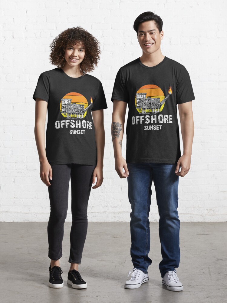 Offshore sunset sunrice oil and gas platform process | Essential T-Shirt