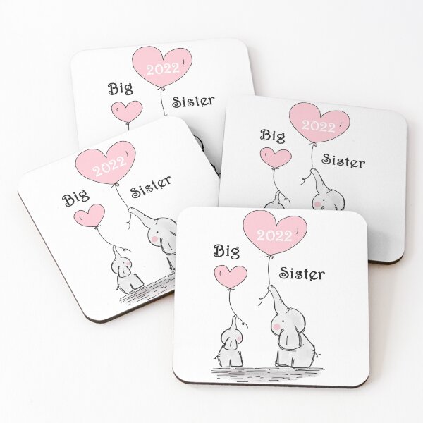 Item preview, Big sister 2022 cute elephant siblings little sister brother baby birth pregnancy happy mother designed and sold by DOM-Shop.