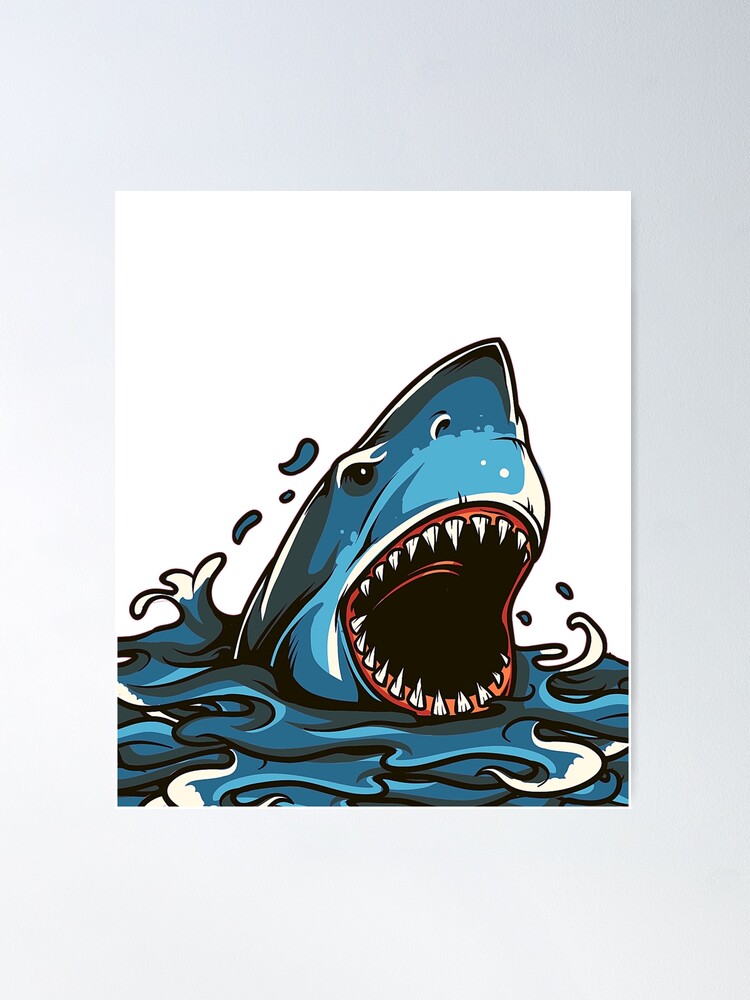 Funny Vintage Japanese Jaws Shark Poster Sweatshirt