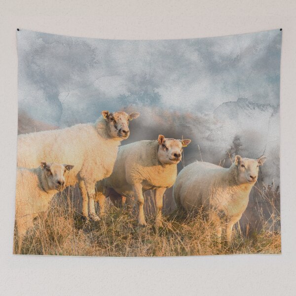 Item preview, Sheep on a Hill Watercolour Photograph  designed and sold by Jane Stanley Photography.