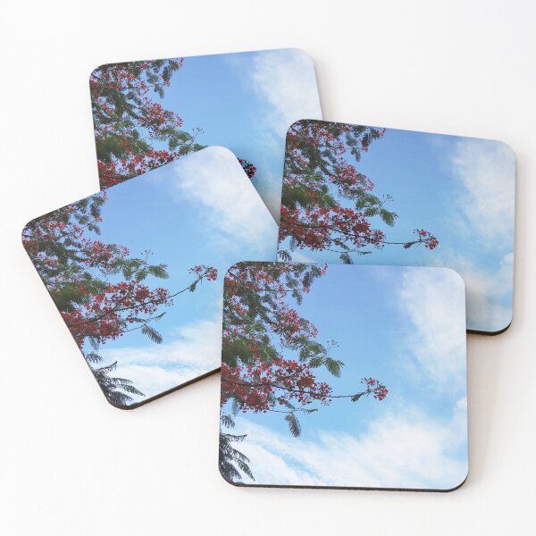 Item preview, Red Flowers in Beautiful Blue Sky with White Clouds  designed and sold by Nadisth.