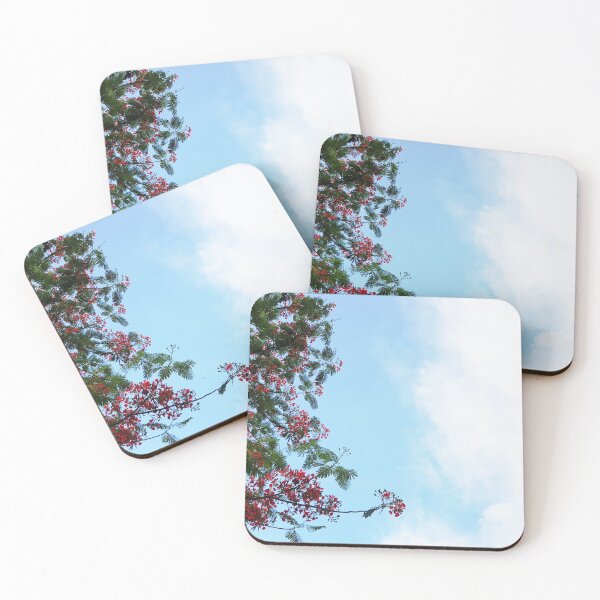 Item preview, Red Flowers in Beautiful Blue Sky with White Clouds I designed and sold by Nadisth.