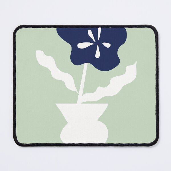Item preview, Minimalistic graphic flower in the vase, dark blue, white and light green, designed and sold by Nadezda Kravcenko.