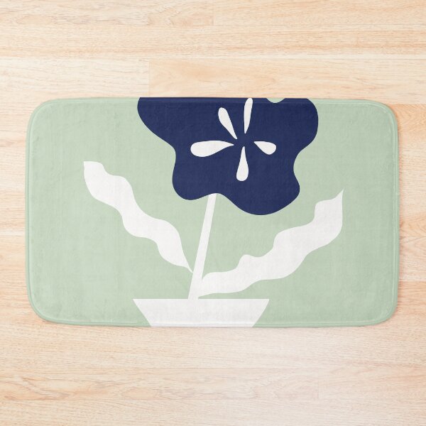 Item preview, Minimalistic graphic flower in the vase, dark blue, white and light green, designed and sold by Nadezda Kravcenko.