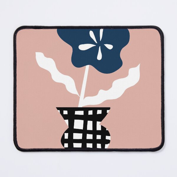 Item preview, Minimalist graphic flower 1611 in the checkered vase, dark blue, white and powder pink, retro inspired designed and sold by Nadezda Kravcenko.