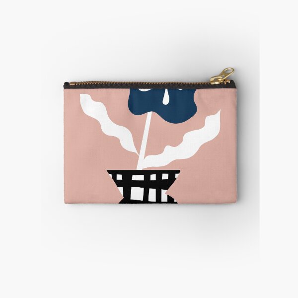 Item preview, Minimalist graphic flower 1611 in the checkered vase, dark blue, white and powder pink, retro inspired designed and sold by Nadezda Kravcenko.