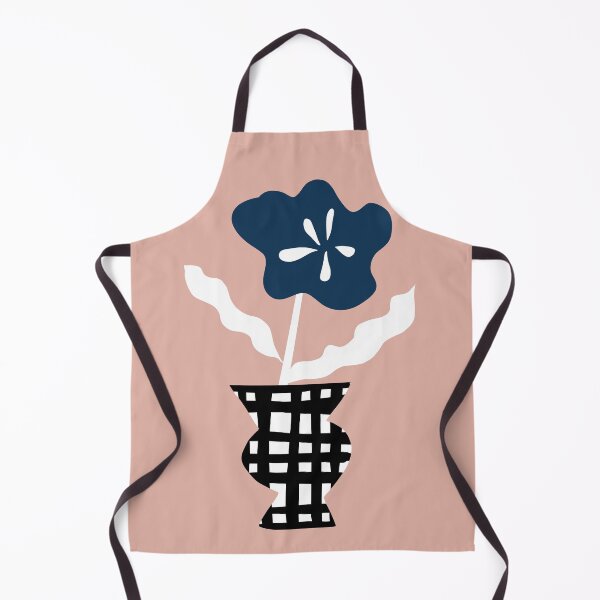 Item preview, Minimalist graphic flower 1611 in the checkered vase, dark blue, white and powder pink, retro inspired designed and sold by Nadezda Kravcenko.