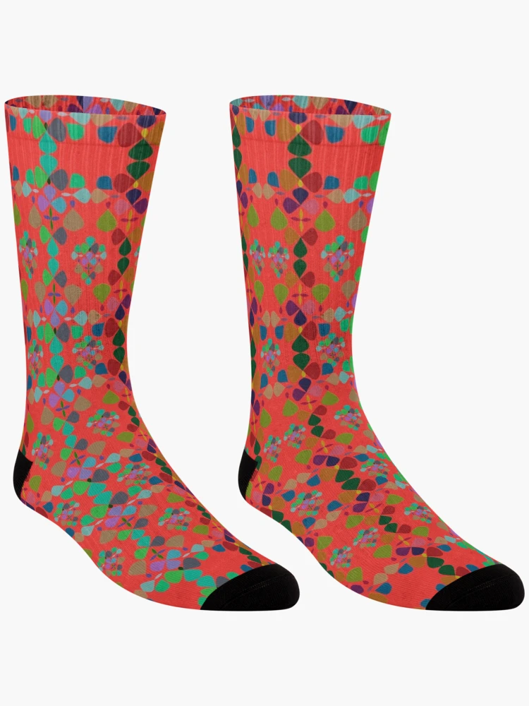 Thumbnail 3 of 5, Socks, Abstract Colorful Floral Pattern Design 6 designed and sold by ClassyPatterns.