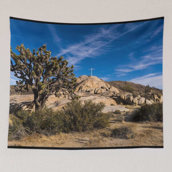 Item preview, The Mojave Memorial Cross and War Memorial near the ghost town of Cima in the Mojave National Preserve in California designed and sold by OrcaNature.