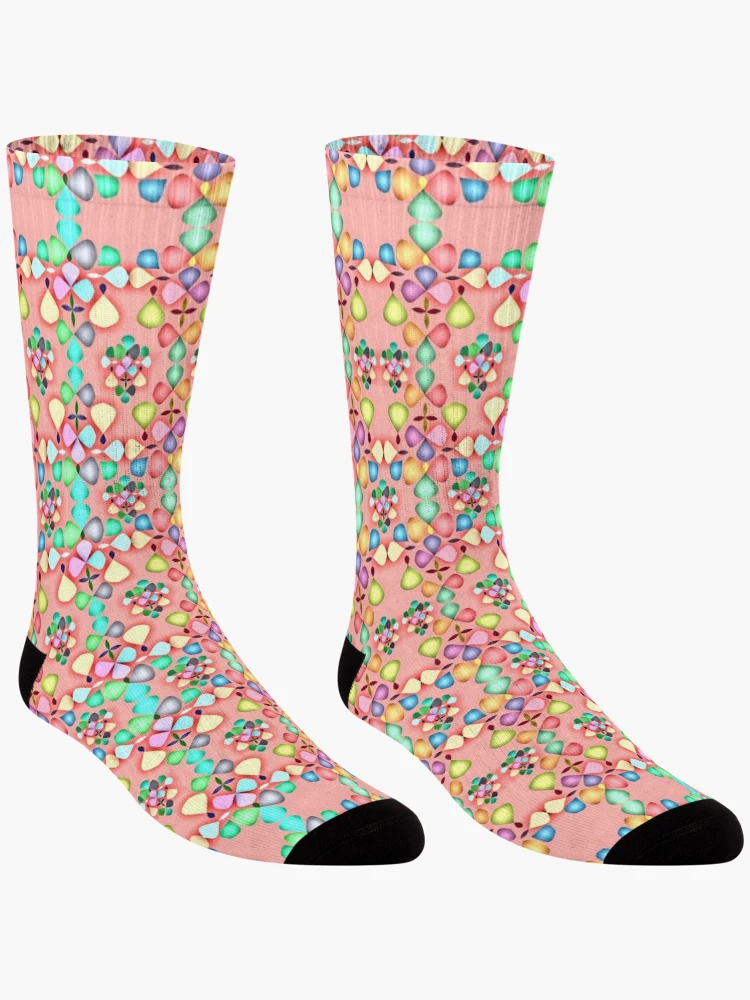 Thumbnail 3 of 5, Socks, Abstract Colorful Floral Pattern Design 8 designed and sold by ClassyPatterns.