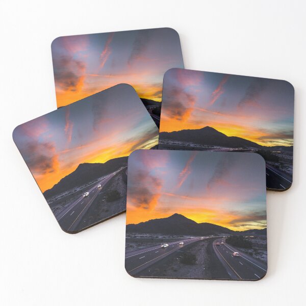 Item preview, Sunset over the Soda Mountains, and the Barstow Freeway (Interstate Highway 15) east of Baker, California designed and sold by OrcaNature.