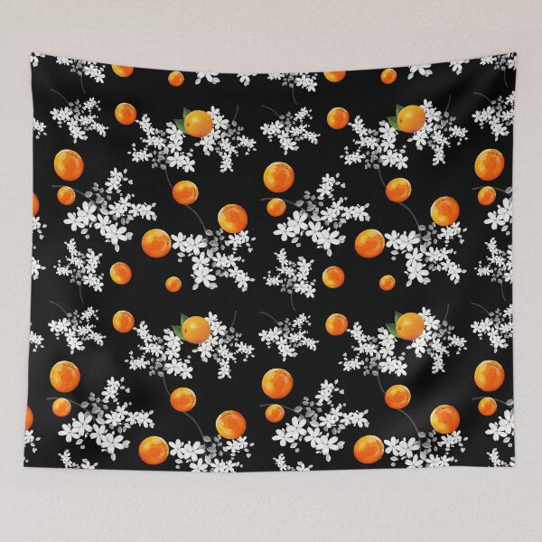 Item preview, orange and orange blossom on a black background designed and sold by bohemedesign.
