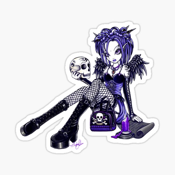 Dark Fairy on a Skull - Dark Fairy - Sticker