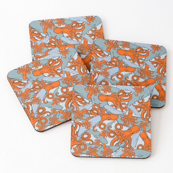 Item preview, Octopus and Sperm Whale Repeating Pattern designed and sold by ClothesHorseCC.