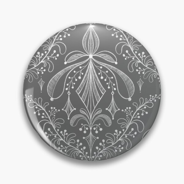 Artikelvorschau, Ornamentales Tapeten Damask Muster weiß und grau schiefer entworfen und verkauft von lineosa.