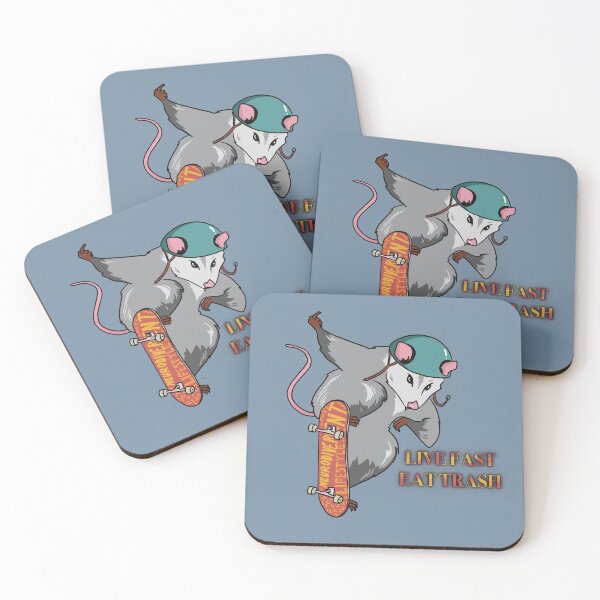 Item preview, Skateboard possum - live fast eat trash designed and sold by BirdWithHat.
